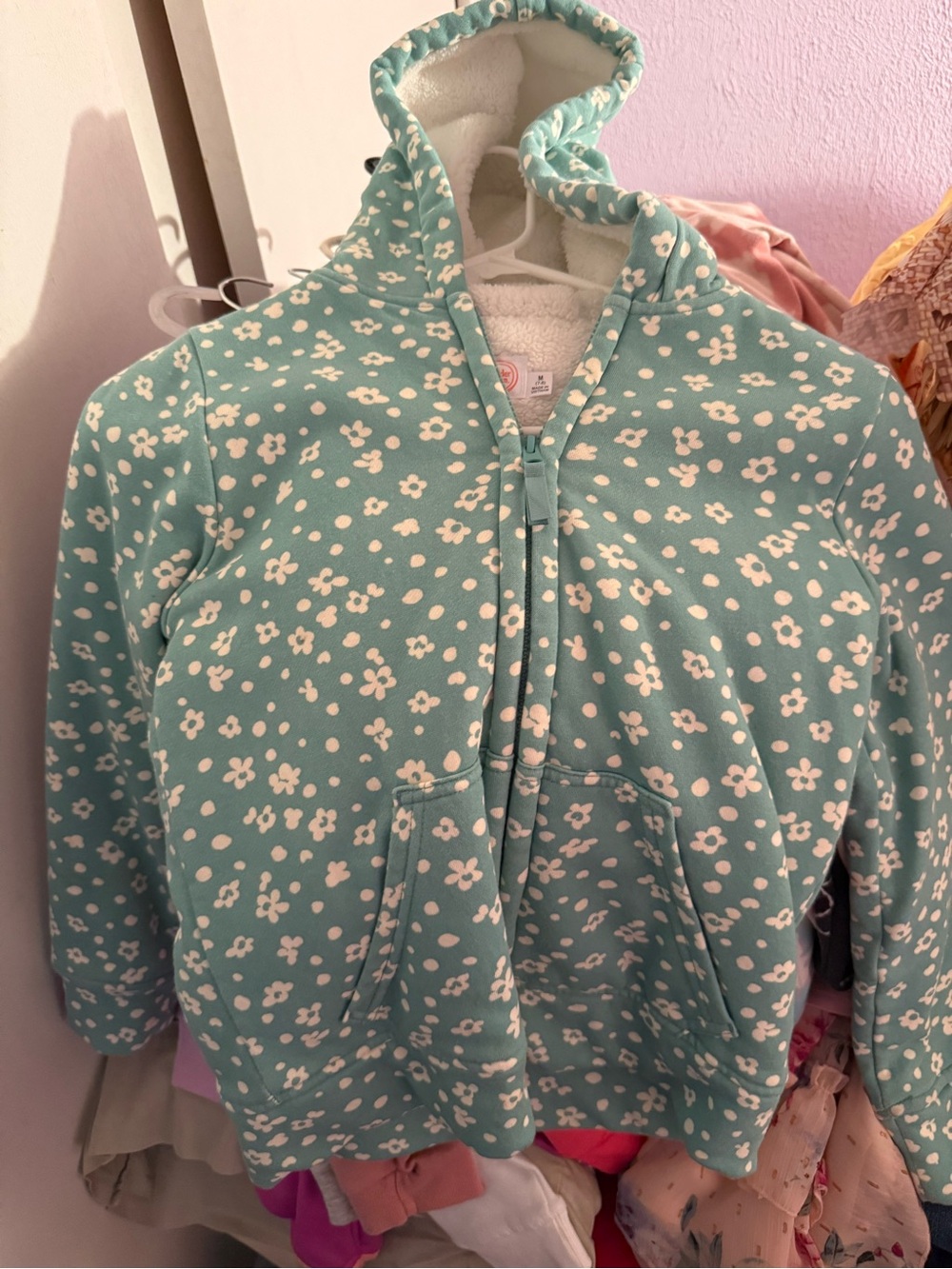 wonder nation Mint Floral Hooded Teddy Jacket